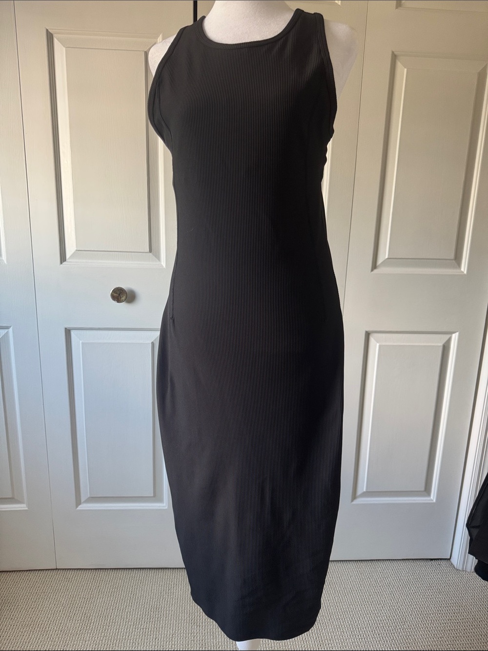 lululemon athletica Black Ribbed Sleeveless Midi Dress